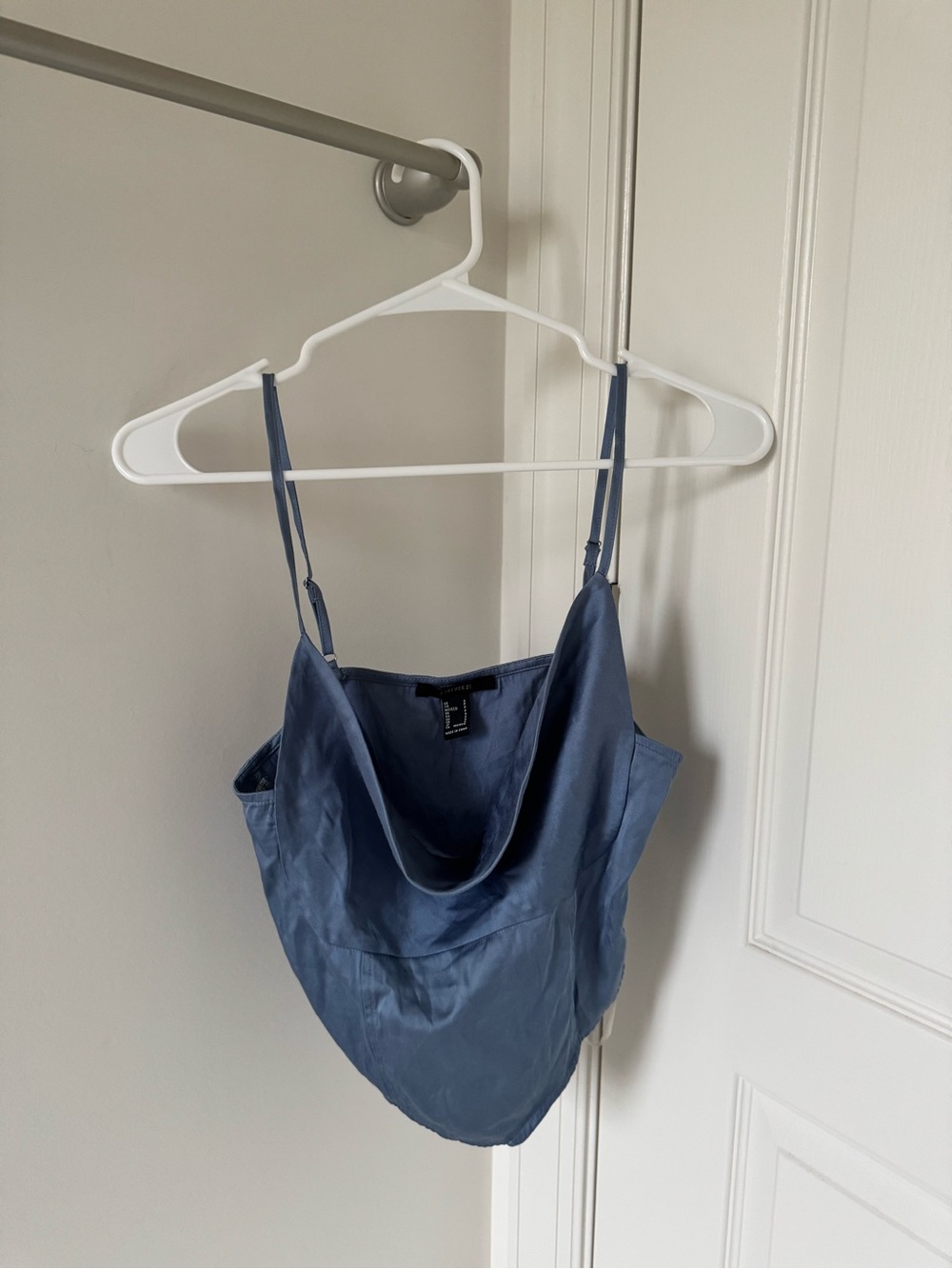 Forever 21 Slate Blue Satin Cowl Neck Camisole